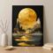 golden moon landscape wall art, luxury moon canvas painting, surreal nature artwork 30x48, premium golden landscape décor, modern mystical wall art, gold black wall painting, bedroom statement artwork, luxury home décor canvas, artistic mountain moon painting, elegant nature art print
