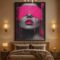 modern pink portrait wall art, pop art woman canvas 30x48, hot pink abstract face painting décor, bold aesthetic wall art framed, contemporary girl portrait artwork, HD canvas painting for living room, edgy modern home décor, black and pink wall art