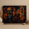 abstract tribal face wall art, modern geometric canvas painting, colorful abstract faces décor, 30x48 tribal artwork, bold contemporary wall art, vibrant African style painting, artistic living room décor, creative studio wall art, expressive abstract canvas, premium framed art piece