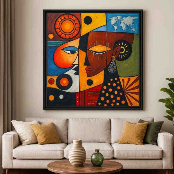 abstract cubist wall art, modern face painting canvas, abstract geometric wall decor, cubism art for living room, large abstract canvas painting, contemporary modern wall art, premium canvas art India