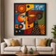 abstract cubist wall art, modern face painting canvas, abstract geometric wall decor, cubism art for living room, large abstract canvas painting, contemporary modern wall art, premium canvas art India