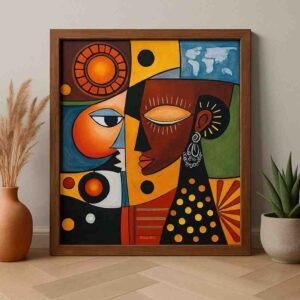 abstract cubist wall art, modern face painting canvas, abstract geometric wall decor, cubism art for living room, large abstract canvas painting, contemporary modern wall art, premium canvas art India