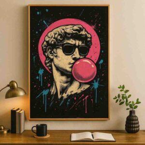 modern pop art canvas, statue pop art wall art, contemporary sculpture painting, luxury modern wall decor, statement wall art for living room