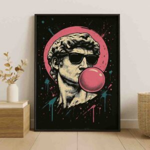 modern pop art canvas, statue pop art wall art, contemporary sculpture painting, luxury modern wall decor, statement wall art for living room