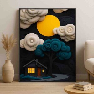 Modern Abstract Night Landscape Wall Art - Image 3