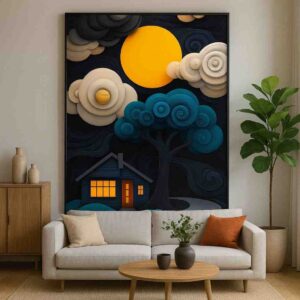Modern Abstract Night Landscape Wall Art - Image 2