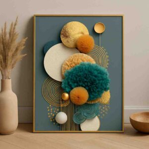 modern abstract wall art, geometric canvas painting, teal gold wall decor, luxury contemporary wall art, textured abstract artwork