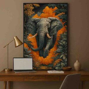 Elephant wall art, wildlife canvas painting, modern wall painting for living room, luxury wall art 30x48 inch, large canvas painting, animal wall décor, premium framed wall art, contemporary wildlife artwork, statement wall art, vastu elephant wall art, designer wall art for home