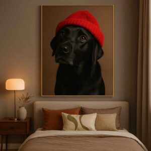 Dog wall art, quirky dog canvas painting, modern animal wall art, large canvas painting 30x48 inch, pet wall décor, premium framed wall art, contemporary dog artwork, minimalist wall art for home, statement wall art, designer wall art for living room