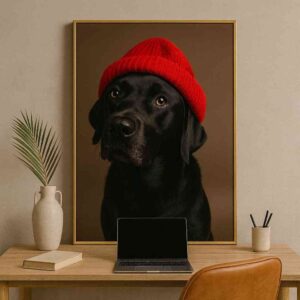 Dog wall art, quirky dog canvas painting, modern animal wall art, large canvas painting 30x48 inch, pet wall décor, premium framed wall art, contemporary dog artwork, minimalist wall art for home, statement wall art, designer wall art for living room