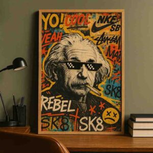 Einstein wall art, street art canvas painting, pop art wall décor, modern wall painting for office, large canvas painting 30x48 inch, graffiti wall art, premium framed wall art, urban wall décor, contemporary pop art painting, statement wall art