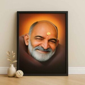 Neem karoli baba wall art, meditation wall painting, spiritual canvas painting, peaceful wall art for home, devotional wall art 30x48 inch, large canvas painting, vastu positive wall art, premium framed spiritual painting, mindfulness wall décor, spiritual portrait painting