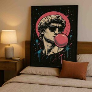 modern pop art canvas, statue pop art wall art, contemporary sculpture painting, luxury modern wall decor, statement wall art for living room