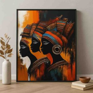 tribal abstract wall art, african style canvas painting, modern ethnic wall décor, abstract tribal face painting 30x48 inch, luxury canvas wall art, living room statement painting, office wall art décor, framed abstract painting