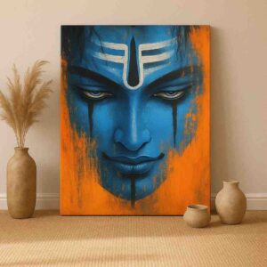 Lord Shiva wall art, Shiva canvas painting, modern Shiva wall décor, Mahadev wall painting 30x48 inch, devotional wall art for home, large canvas painting, abstract spiritual wall art, vastu Shiva painting, premium framed religious painting, meditation wall décor