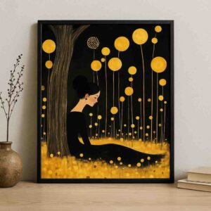 abstract woman wall art, black and gold canvas painting, luxury modern wall décor, minimalist abstract painting 30x48 inch, premium framed canvas art, feminine abstract wall art, contemporary home décor painting