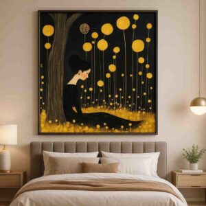 abstract woman wall art, black and gold canvas painting, luxury modern wall décor, minimalist abstract painting 30x48 inch, premium framed canvas art, feminine abstract wall art, contemporary home décor painting
