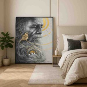 modern figurative wall art, portrait wall art canvas, old man portrait painting, wisdom art painting, luxury wall art for living room, premium canvas painting, contemporary portrait art, statement wall art, office wall decor painting, modern home decor art, designer wall art canvas, abstract figurative painting, large wall art 30x48 inch