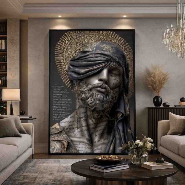 luxury figurative wall art, modern classical portrait painting, bearded man wall art, premium canvas wall painting, artistic portrait wall decor, luxury living room wall art, contemporary figurative painting, classical modern art canvas, statement wall art for home, office wall decor painting, elegant portrait canvas art, luxury home decor painting