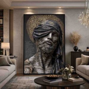 luxury figurative wall art, modern classical portrait painting, bearded man wall art, premium canvas wall painting, artistic portrait wall decor, luxury living room wall art, contemporary figurative painting, classical modern art canvas, statement wall art for home, office wall decor painting, elegant portrait canvas art, luxury home decor painting