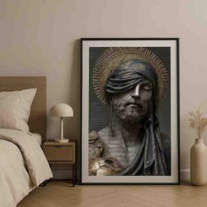 luxury figurative wall art, modern classical portrait painting, bearded man wall art, premium canvas wall painting, artistic portrait wall decor, luxury living room wall art, contemporary figurative painting, classical modern art canvas, statement wall art for home, office wall decor painting, elegant portrait canvas art, luxury home decor painting