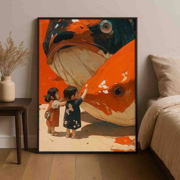 Modern abstract wall art 30x48 inch, contemporary canvas painting, luxury wall art for living room, abstract storytelling art, premium framed canvas painting, modern home décor wall art India