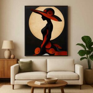 Modern wall art 30x48 inch, abstract woman silhouette painting, luxury canvas wall art, contemporary fashion wall décor, minimalist modern painting, premium framed canvas for living room