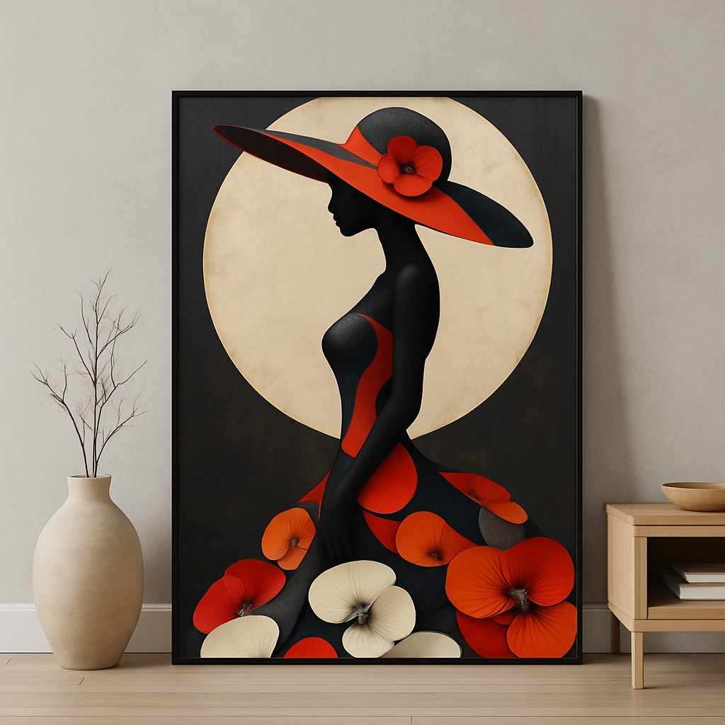 arteriya (70) Modern wall art 30x48 inch, abstract woman silhouette painting, luxury canvas wall art, contemporary fashion wall décor, minimalist modern painting, premium framed canvas for living room