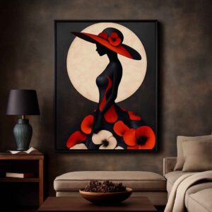 Modern wall art 30x48 inch, abstract woman silhouette painting, luxury canvas wall art, contemporary fashion wall décor, minimalist modern painting, premium framed canvas for living room