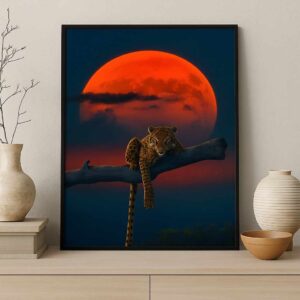 Leopard wall art, wildlife canvas painting, modern wall painting for living room, luxury wall art 30x48 inch, big size wall painting, animal wall décor, premium framed canvas art, wildlife wall art for home, contemporary animal painting, statement wall art, luxury home décor painting