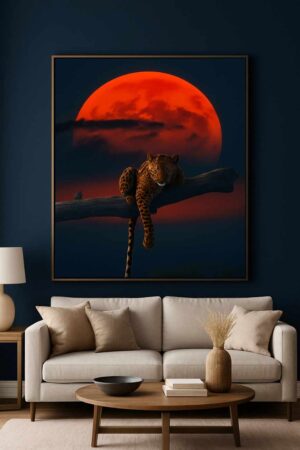 Leopard wall art, wildlife canvas painting, modern wall painting for living room, luxury wall art 30x48 inch, big size wall painting, animal wall décor, premium framed canvas art, wildlife wall art for home, contemporary animal painting, statement wall art, luxury home décor painting