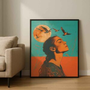 Abstract woman wall art, modern portrait canvas painting, woman face wall art for bedroom, contemporary wall painting 30x48 inch, large canvas painting, artistic wall décor for home, premium framed wall art, modern abstract wall painting, designer wall art for living room, emotional art canvas, statement wall art