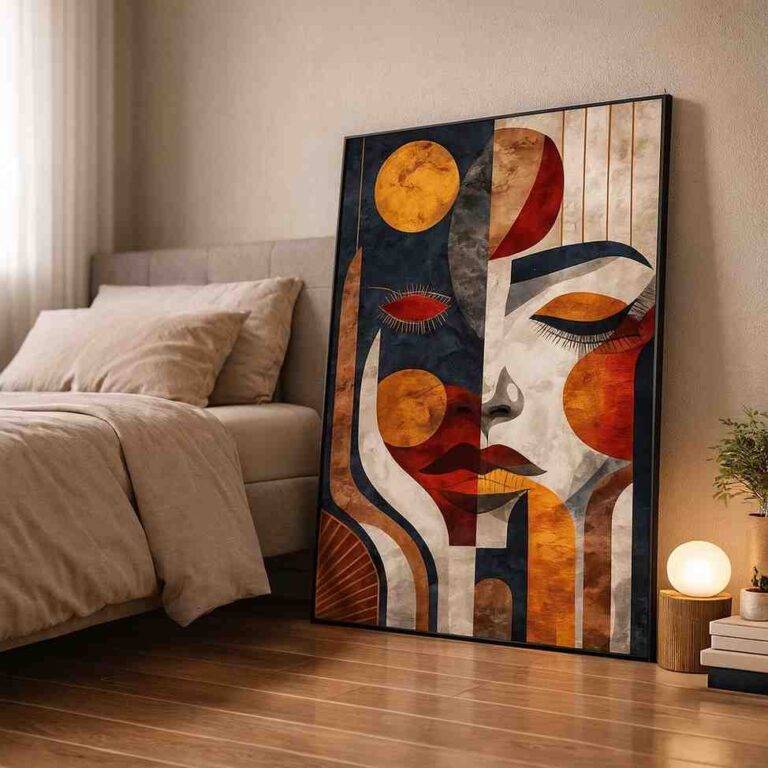 Abstract face wall art, modern abstract canvas painting, contemporary wall painting for bedroom, large canvas painting 30x48 inch, minimalist wall décor, premium framed wall art, modern portrait wall art, designer wall art for home, artistic wall décor painting, statement wall art