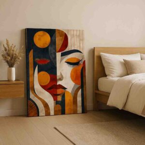 Abstract face wall art, modern abstract canvas painting, contemporary wall painting for bedroom, large canvas painting 30x48 inch, minimalist wall décor, premium framed wall art, modern portrait wall art, designer wall art for home, artistic wall décor painting, statement wall art
