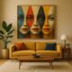 Abstract faces wall art, modern abstract painting, contemporary portrait wall décor, large canvas painting 30x48 inch, multicolor abstract wall art, luxury modern wall painting, designer wall art for living room, premium framed abstract painting, office wall décor art
