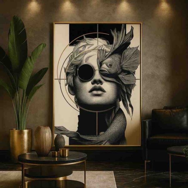 Eclipse of Silence – Surreal Contemporary Portrait Canvas