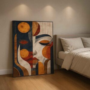 Abstract face wall art, modern abstract canvas painting, contemporary wall painting for bedroom, large canvas painting 30x48 inch, minimalist wall décor, premium framed wall art, modern portrait wall art, designer wall art for home, artistic wall décor painting, statement wall art