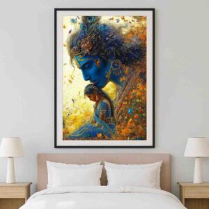 Divine Stillness – Krishna & Radha Meditative Wall Art - Image 2