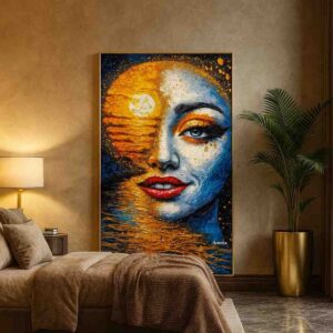 Surreal Celestial Portrait Painting | Luxury Contemporary Wall Art - Image 3