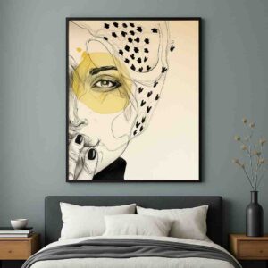 Discover a stunning minimalist abstract portrait canvas painting featuring expressive sketch detailing and modern contemporary elegance. Perfect luxury wall décor for modern interiors.