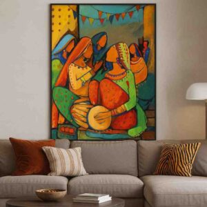 Traditional Folk Art Painting | Contemporary Cultural Canvas Wall Art - Image 4