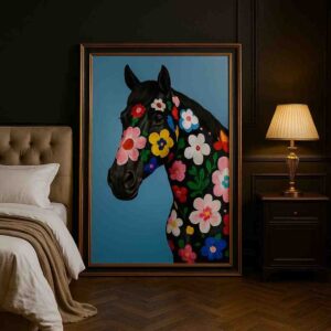horse wall art, floral horse painting, modern animal canvas art, contemporary horse artwork, botanical horse portrait, luxury wall décor, colorful floral canvas painting, modern horse wall décor, artistic horse portrait, premium canvas wall art, statement animal artwork, designer home décor, floral animal painting, modern contemporary canvas, elegant horse artwork