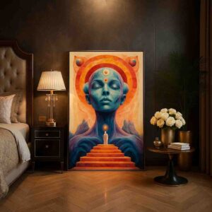 Spiritual Surreal Meditation Painting | Cosmic Contemporary Wall Art - Image 2